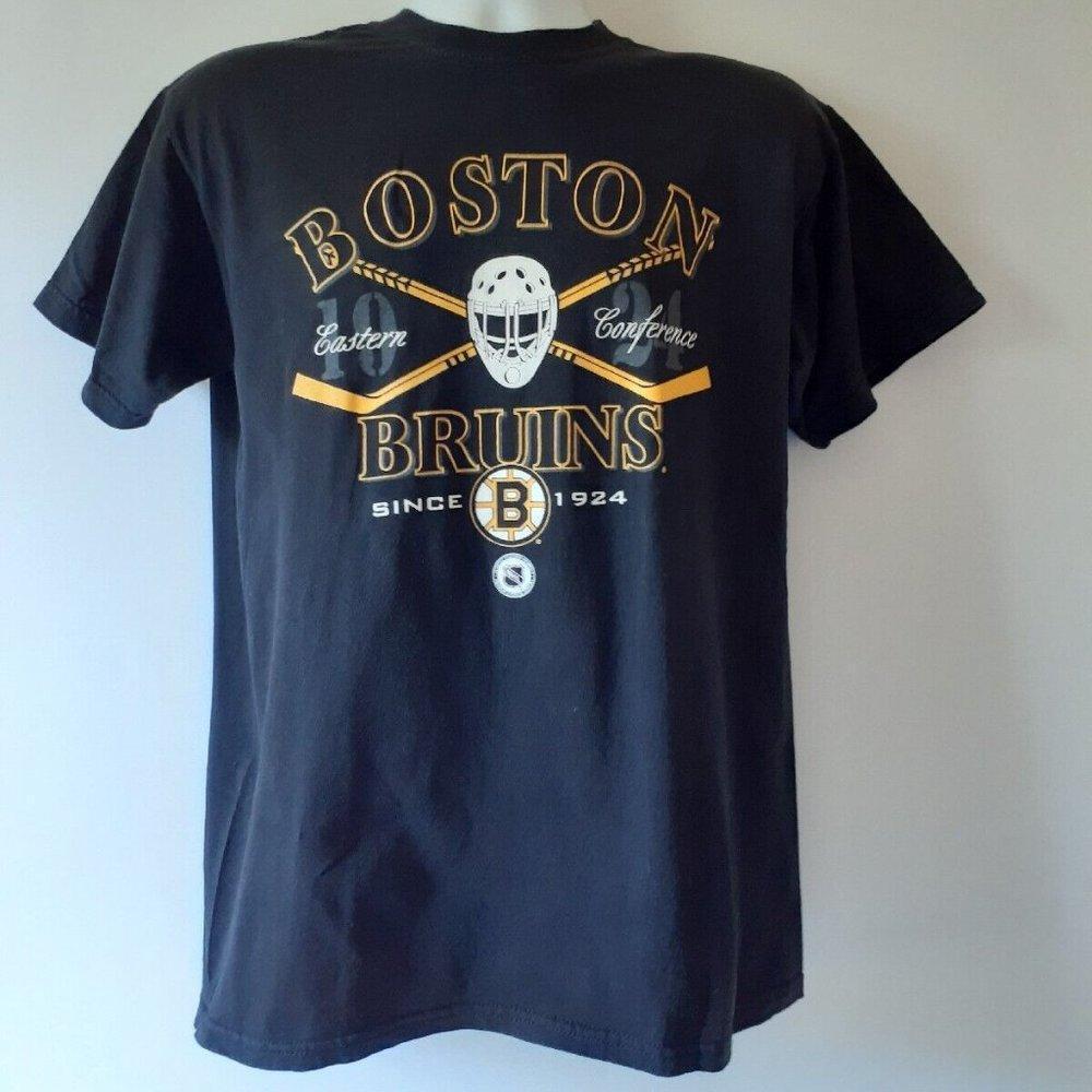 Boston Bruins 1924 Men_S Black Cotton Short Sleeve Graphic Shirt Tee